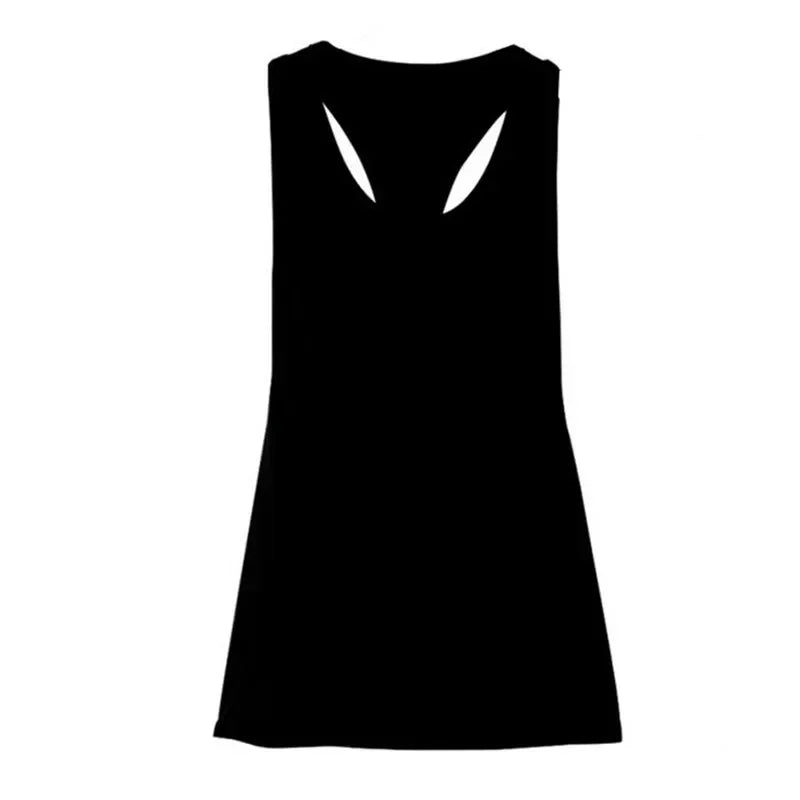 Sports Overshirt Women's Fitness Tank Back T-shaped Quick Dried Slim Qme Black S