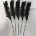 5Pcs Carbon Anti-Static Rat Tail Combs, Metal Pin Tail Comb For Hair Styling, Parting, Teasing Qme 5pcs