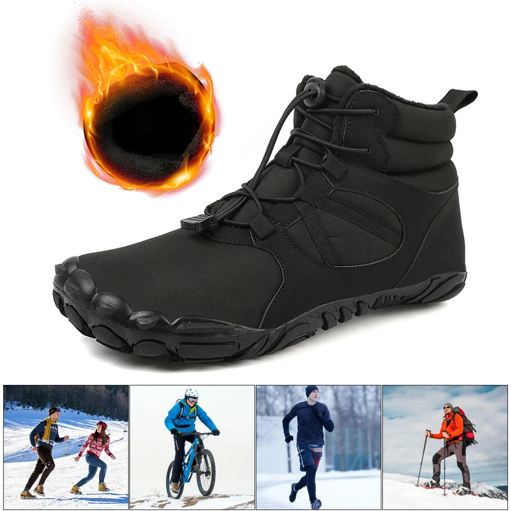 Winter Snow Boots Winter Jogging Sneakers Non Slip Casual Barefoot Shoes Waterproof High Top for Outdoor Travel Qme