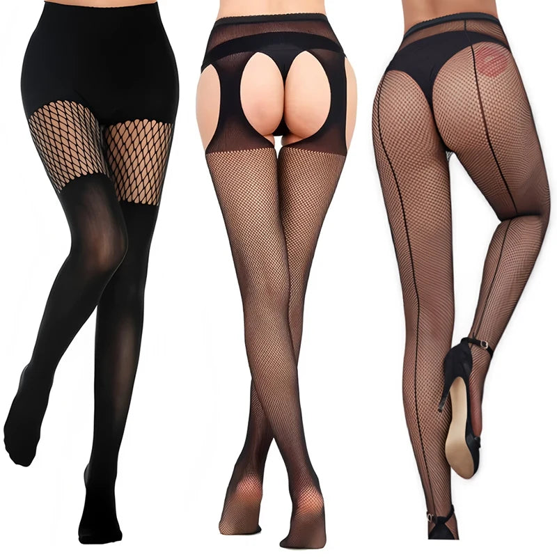 Fashion Black Hollow-out Goth Fishnets Pantyhose Faux Thigh Tights Qme