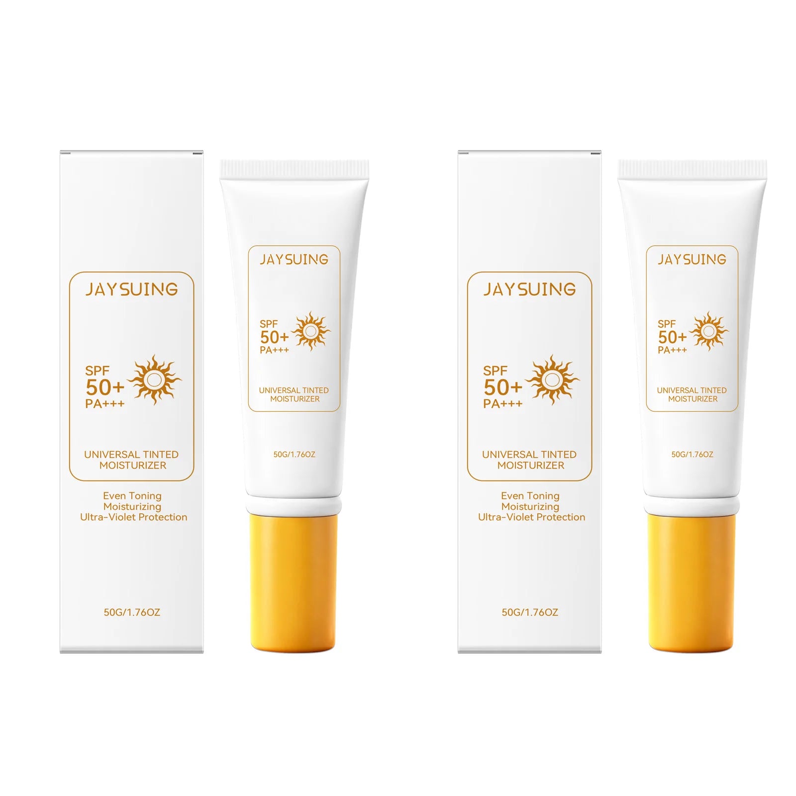 Jaysuing Tinted Sunscreen Spf 50 Anti UV Protection Waterproof Even Skin Tone Matte Finish Summer Outdoor Tinted Moisturizer 50g Qme 2 X 50g Boxed