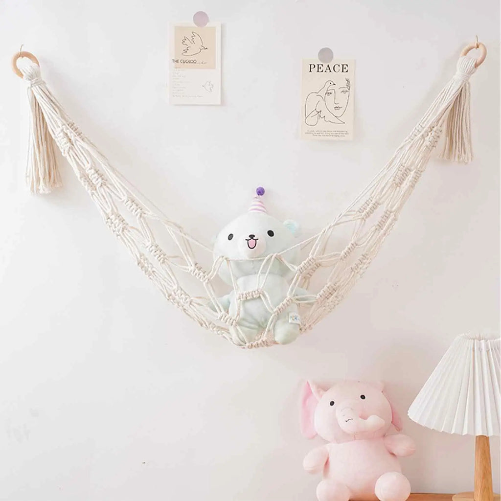 Hammock for Stuffed Animals Toy Net Wall-Mounted Corner Holder Organizer Storage for Playroom Nursery Dorm Bedroom Decor Qme