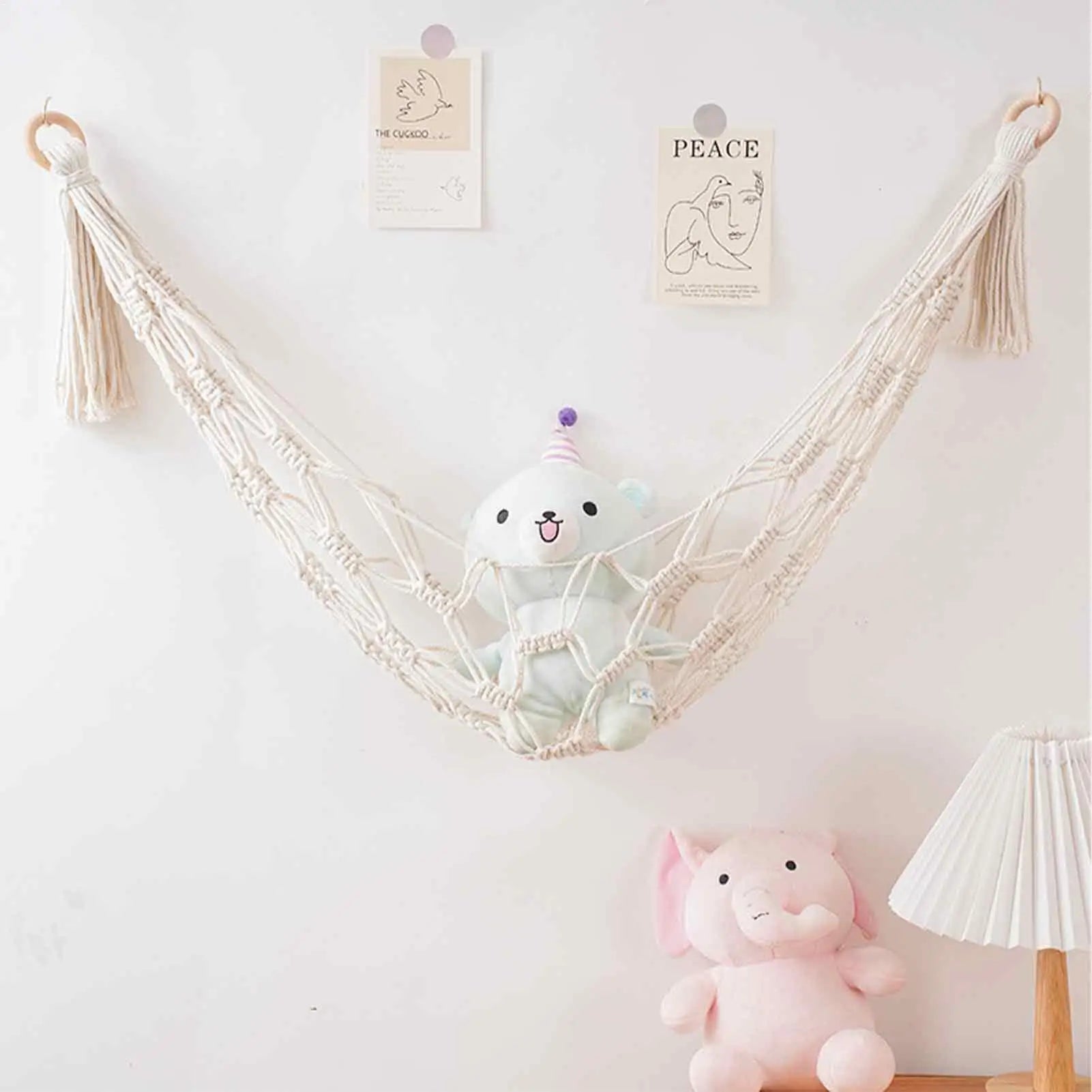Hammock for Stuffed Animals Toy Net Wall-Mounted Corner Holder Organizer Storage for Playroom Nursery Dorm Bedroom Decor Qme