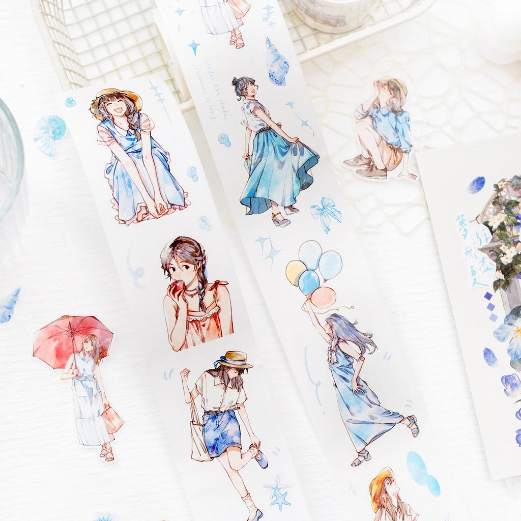 5cm*2m PET Tape Girls Scrapbooking Decoration Materials People Stickers Roll Masking Tapes Journal Planner DIY Arts supplies Qme