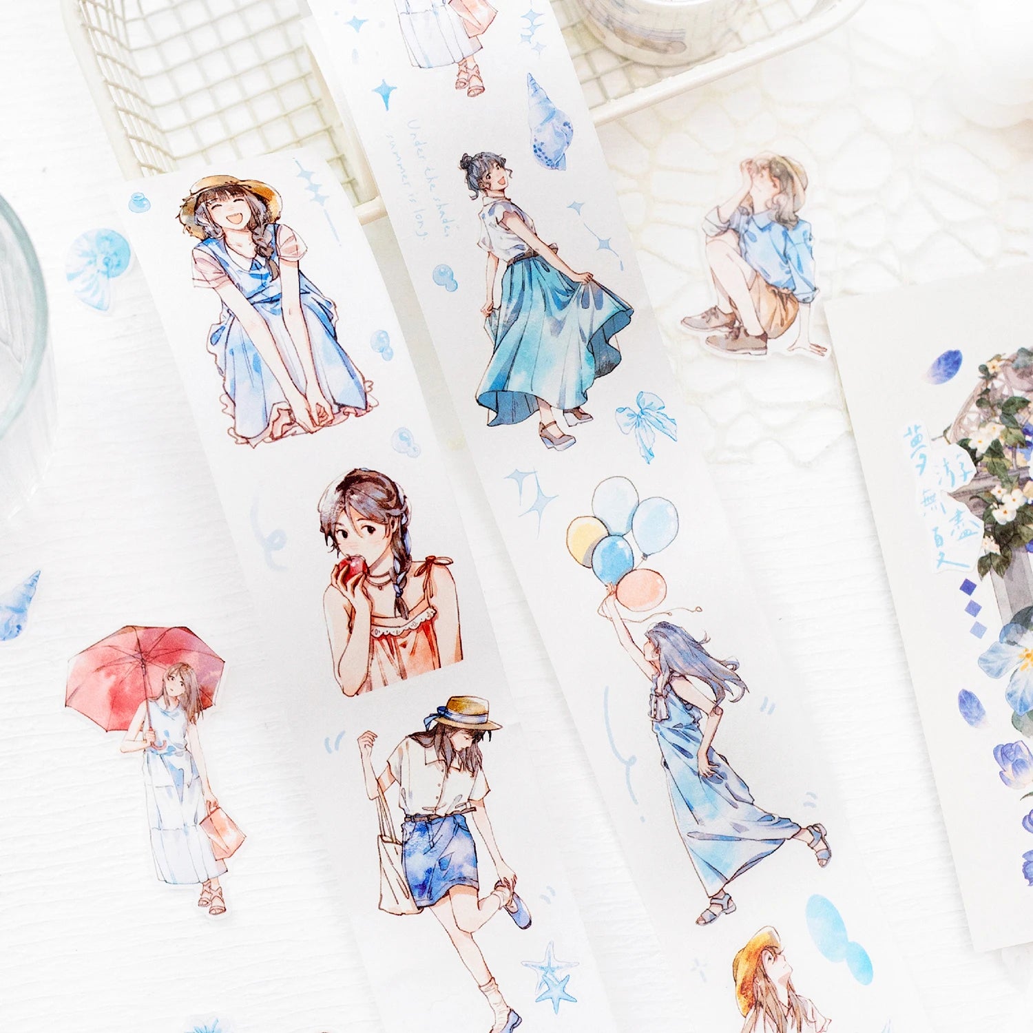 5cm*2m PET Tape Girls Scrapbooking Decoration Materials People Stickers Roll Masking Tapes Journal Planner DIY Arts supplies Qme