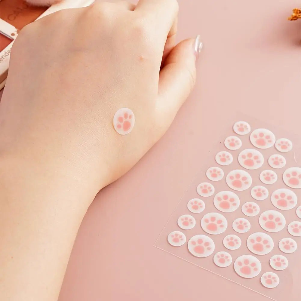 Hydrocolloid Acne Pimple Patch 36 Counts Cute Cat Paws Shaped Acne Absorbing Cover Patch, Invisible For Acne Dots Qme