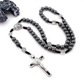 Retro Religion Belief Catholic Cross St. Benedict Black Gallstone Prayer Rosary Pendant Necklace Jewelry Gift Qme A4