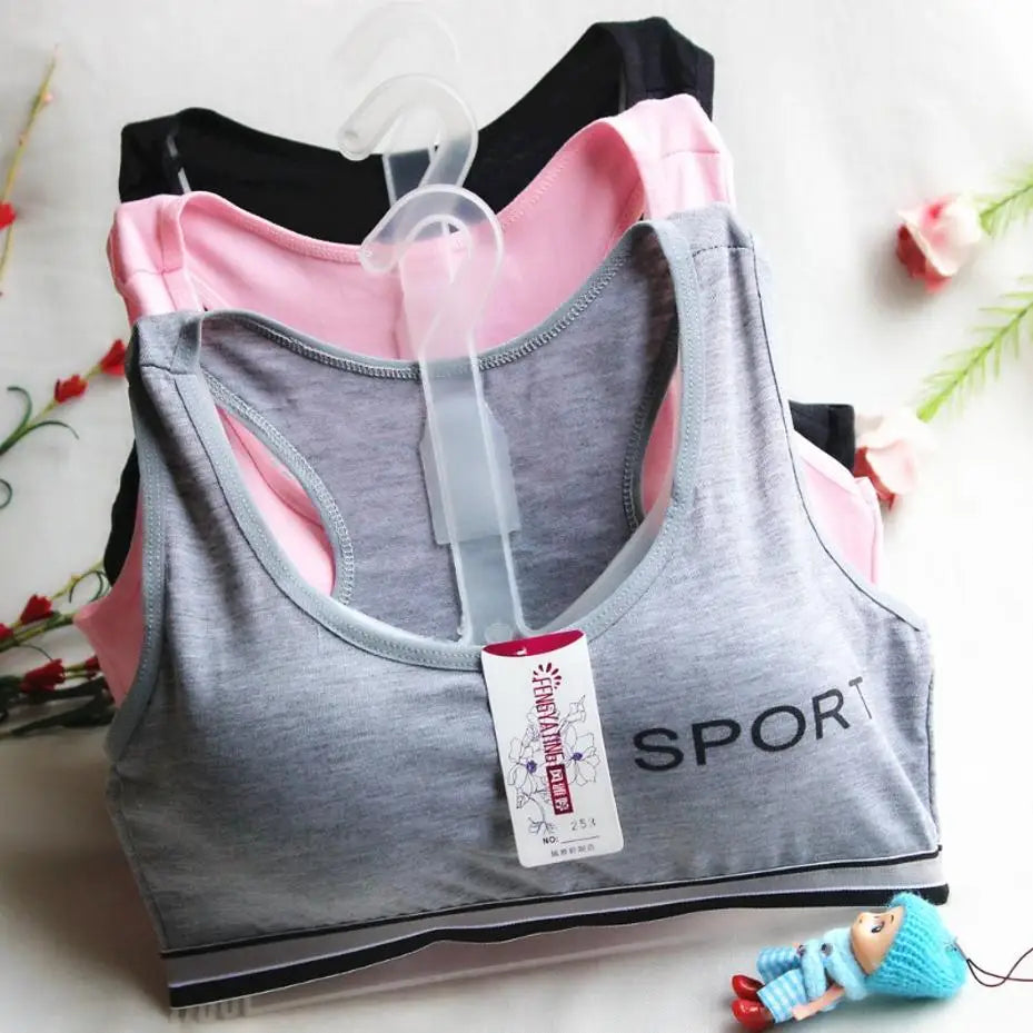 Teen Sports Bra Comfortable Seamless Padded Bralette Girls Women Gym Qme