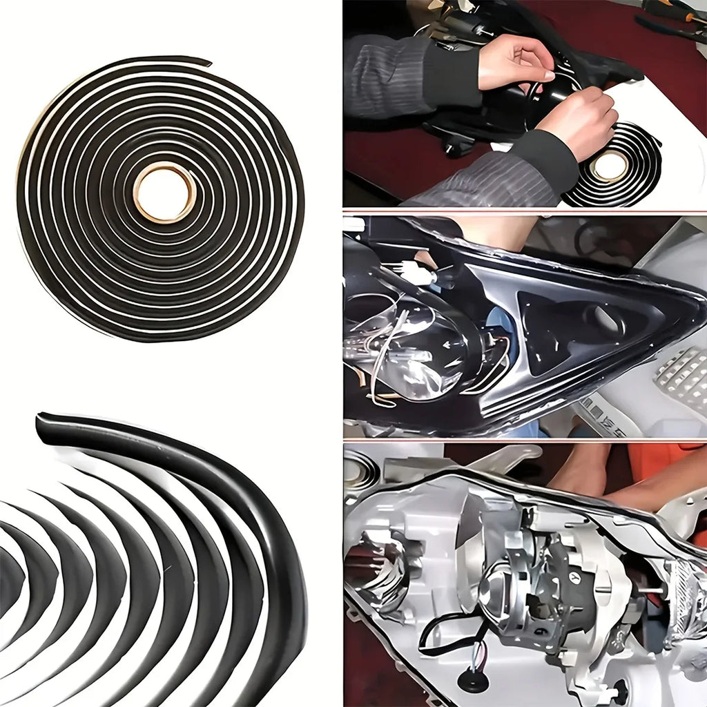 Car Headlight Sealant Seal Snake Butyl Rubber Glue Reseal HID Headlamps Taillight Shield Waterproof Tape for Automotive Lighting Qme