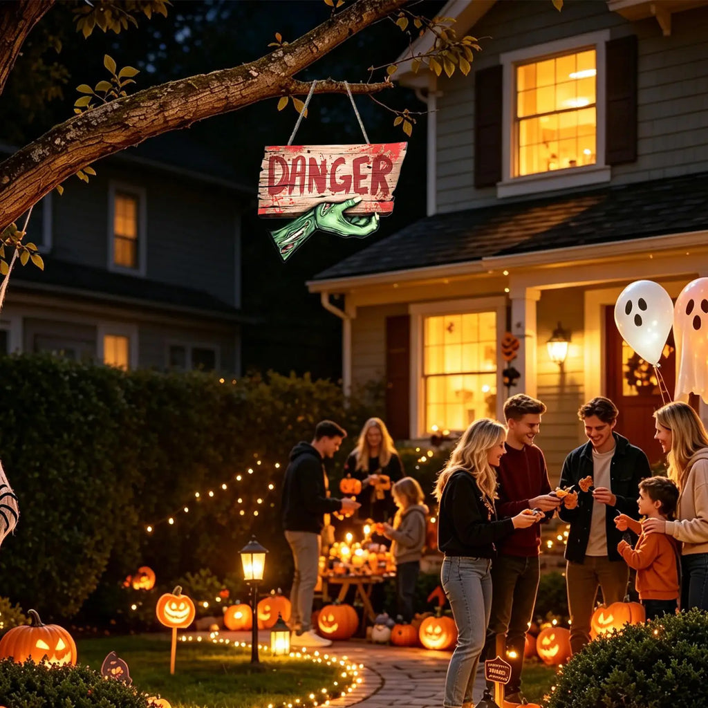 Halloween Decoration Sign Outdoor Holiday Decorative Board Warning Qme