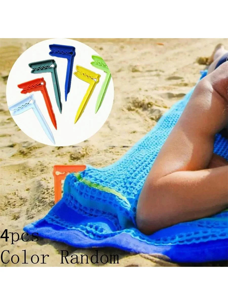 Portable Outdoor Beach Towel Clip Travel Camping Tent Mat Can Firmly Qme
