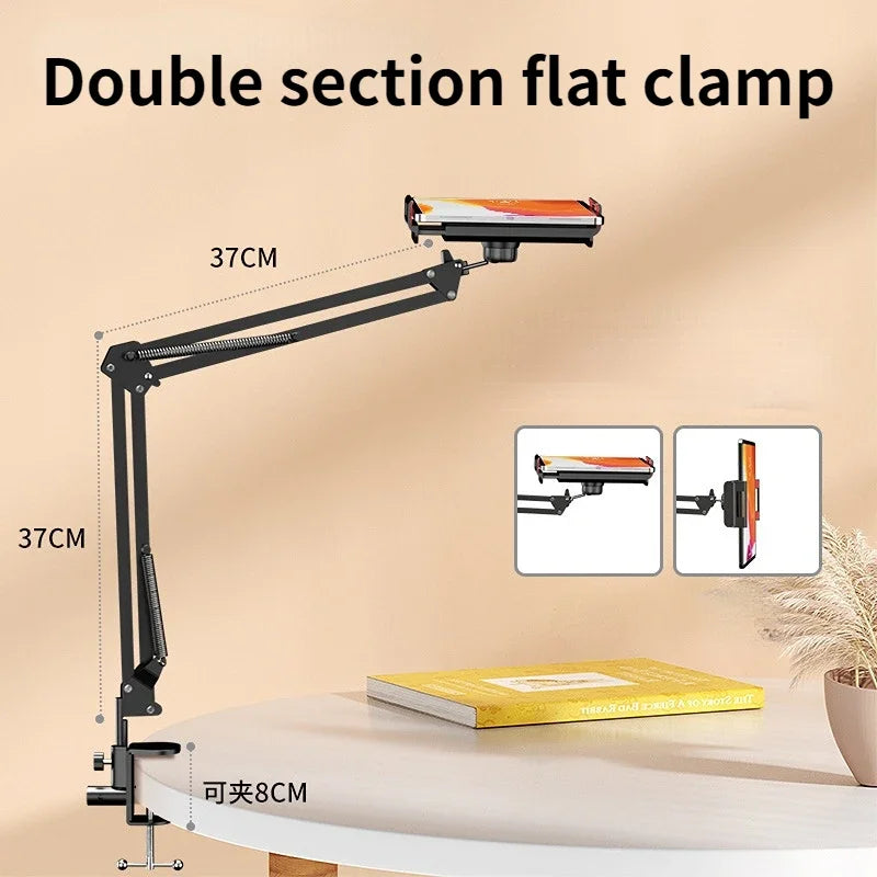 360Degree Long Arm Tablet Holder Stand for 4 to 11inch Tablet Smartphone Bed Desktop Lazy Holder Bracket Support for iPad Qme 2 - Plate support A
