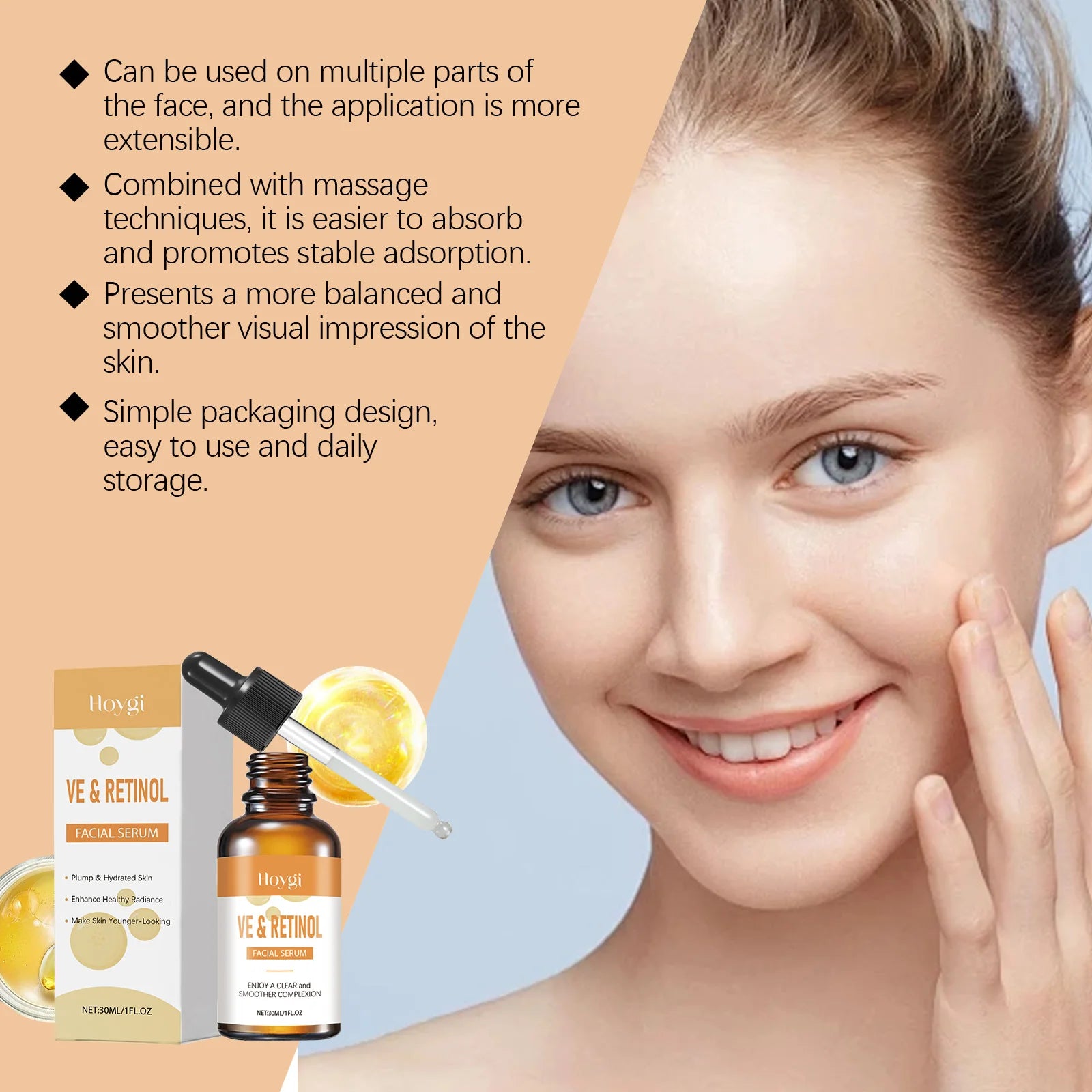 VE Retinol Facial Essence Moisturizing Nourishing Firming Lift Oil Balance Brighten Skin Tone Minimize Pores Smooth Skin Serum Qme