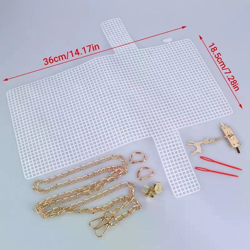 DIY Hand Knitting Crochet Bags Material Cross Mesh Plastic Frame Qme