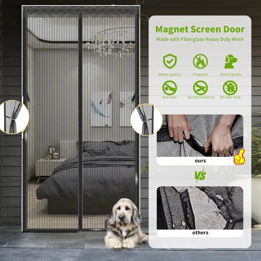 Magnetic Screen Door Net Anti Mosquito Household Ventilation Curtain Magnetic Net Automatic Closing Mesh For Kitchen Living Room Qme