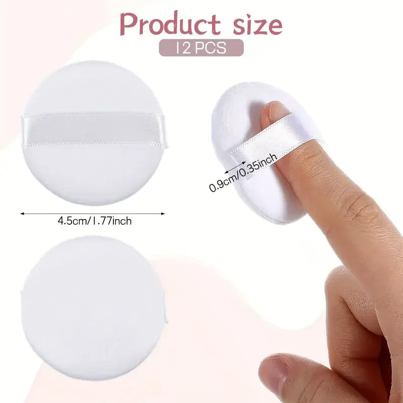 12-Pack Mini Finger Tip Powder Puffs Round Reusable Makeup Sponge Qme