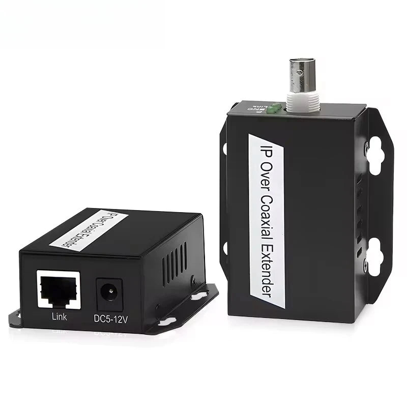 1Pair Ethernet IP Extender Over Coax HD Network Kit EoC Coaxial Cable Transmission Extender for Security CCTV Cameras Qme