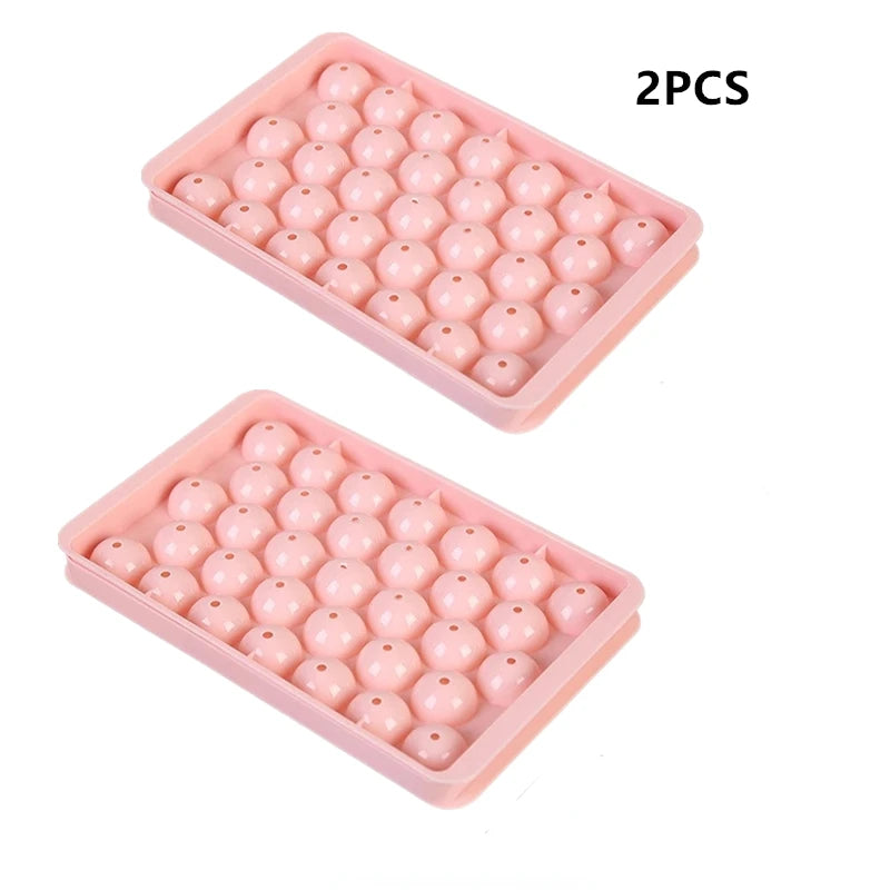 33 Ice Boll Hockey PP Mold Frozen Whiskey Ball Popsicle Ice Cube Tray Box Lollipop Making Gifts Kitchen Tools Accessories Qme 2PCS Pink