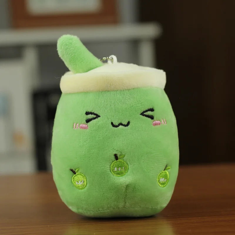 Boba Milk Tea Cup Plush Pillow Imitation Fruit Stuffed Toy Creative Qme green M