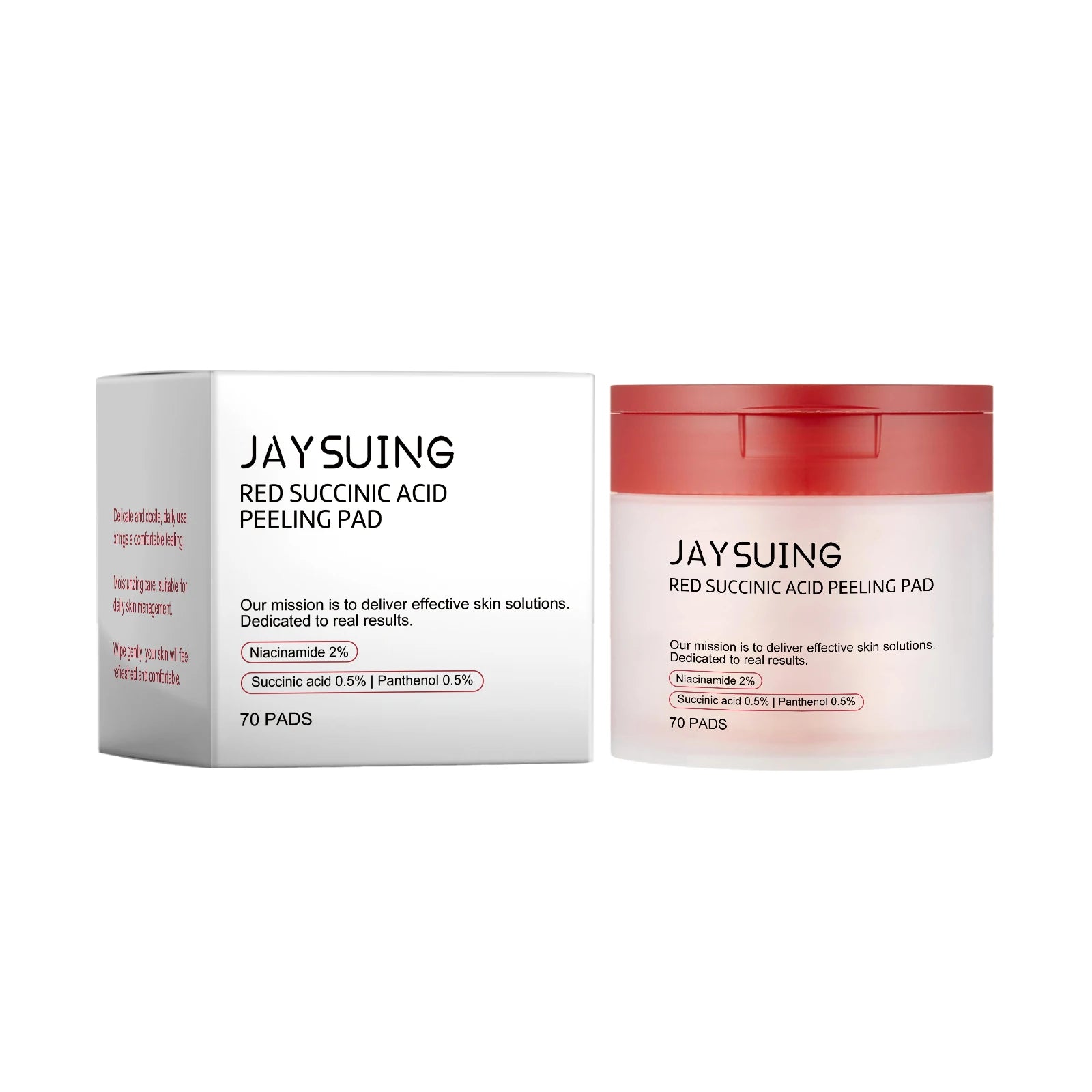70pcs Red Succinic Acid Peeling Pads Gentle Exfoliation Soothing Moisturizing Delicate Smooth Skin Panthenol Facial Peeling Pads Qme 70pads Boxed