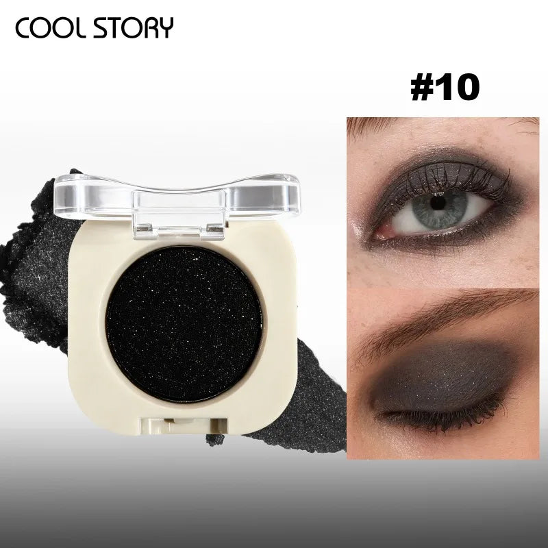 Eyeshadow Palette - Matte & Shimmer Nude Colors, Multi-Use Makeup Palette for Eyes & Face, Smooth Formula, Long Lasting Pigment Qme 10 Black Shimmer