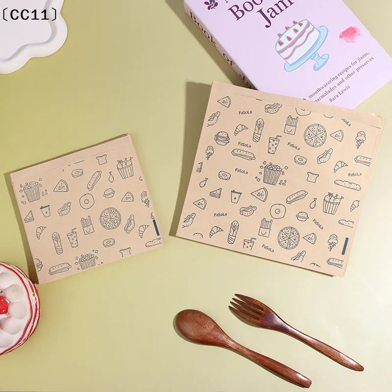 Greaseproof Paper Bag Kraft Food Wrapping Disposable Packaging Baking Qme