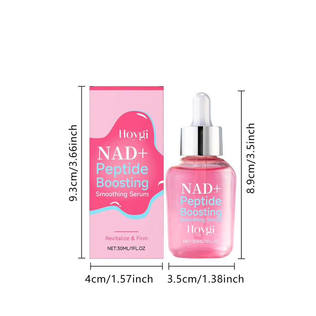 NAD+ Peptide Boosting Smoothing Serum Firming Hydrating Anti-Aging Serum Radiant Glow Face Essence Hyaluronic Acid Brightening Qme