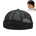 Mens Mesh Brimless Cap Outdoor Sport Summer Docker Beanie Hat Flip Qme Black