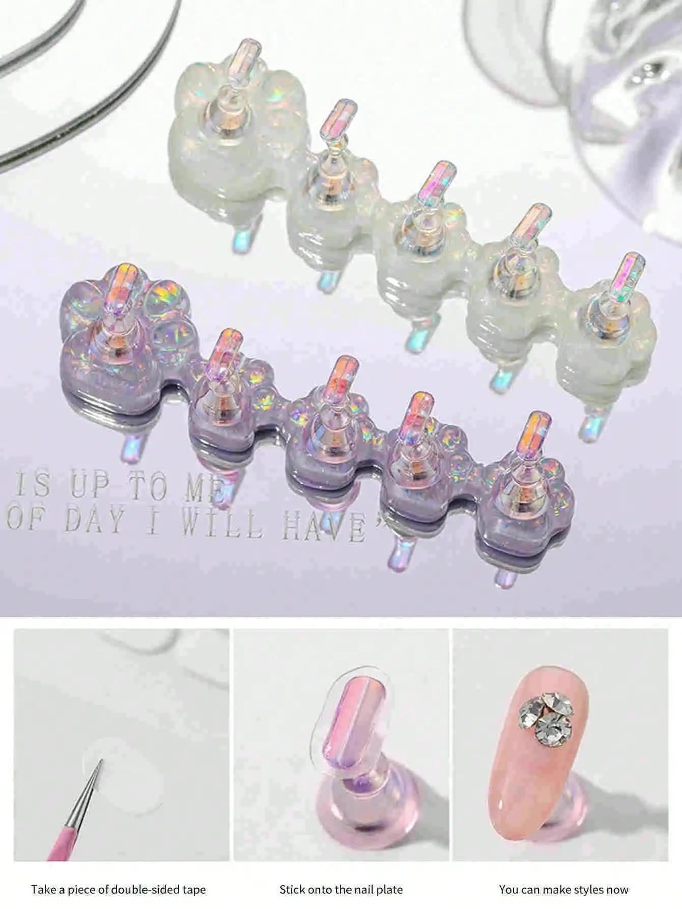 Nail Art Practice Base Aurora Holographic Tips Display Stand Soak Off Qme