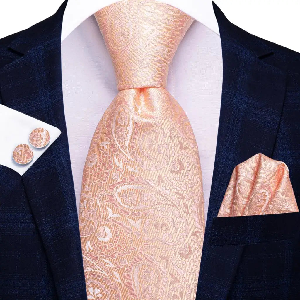 Hi-tie Men Fashion Paisley Sage Green Necktie Handkerchief Cufflinks Qme SN-3751