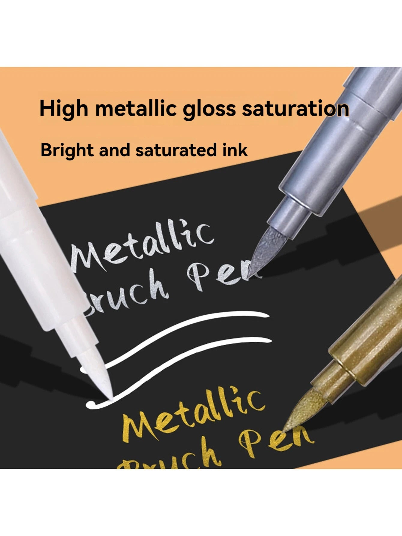 Metallic Marker Pen White/Gold/Silver Waterproof Permanent Paint Marker Pen for Rock,Mug,Ceramic,Glass DIY Painting Supplies Qme