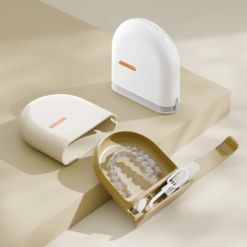 Retainer Case Portable Mouth Guard Box Oral Cleaning False Teeth Qme