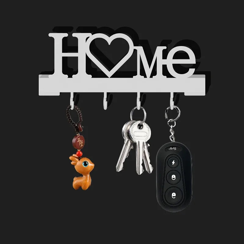 1pc Home Love Shaped Keychain Wall-Mounted Entry Organizer with Hooks, No Drilling Required, Suitable for Living Room Home Decor Qme