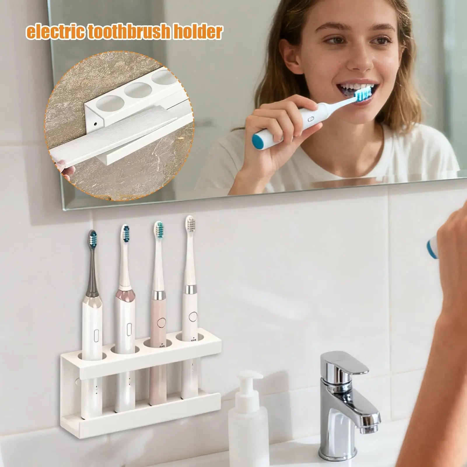 Electric Toothbrush Holder 4-Slot No Drilling Stand With Diatomite Base Bathroom Toothbrush Holder Storage Rack For Toothpaste Qme