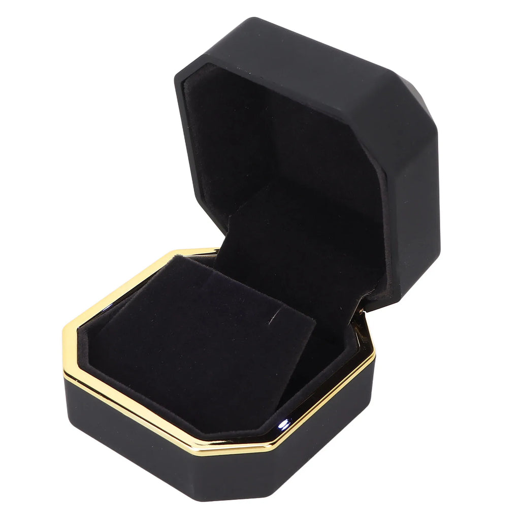 Earring Gift Box Jewelry Display Case LED Lighted Jewelry Gift Box Earring Ear Stud Display Case for Proposal Engagement Wedding Qme