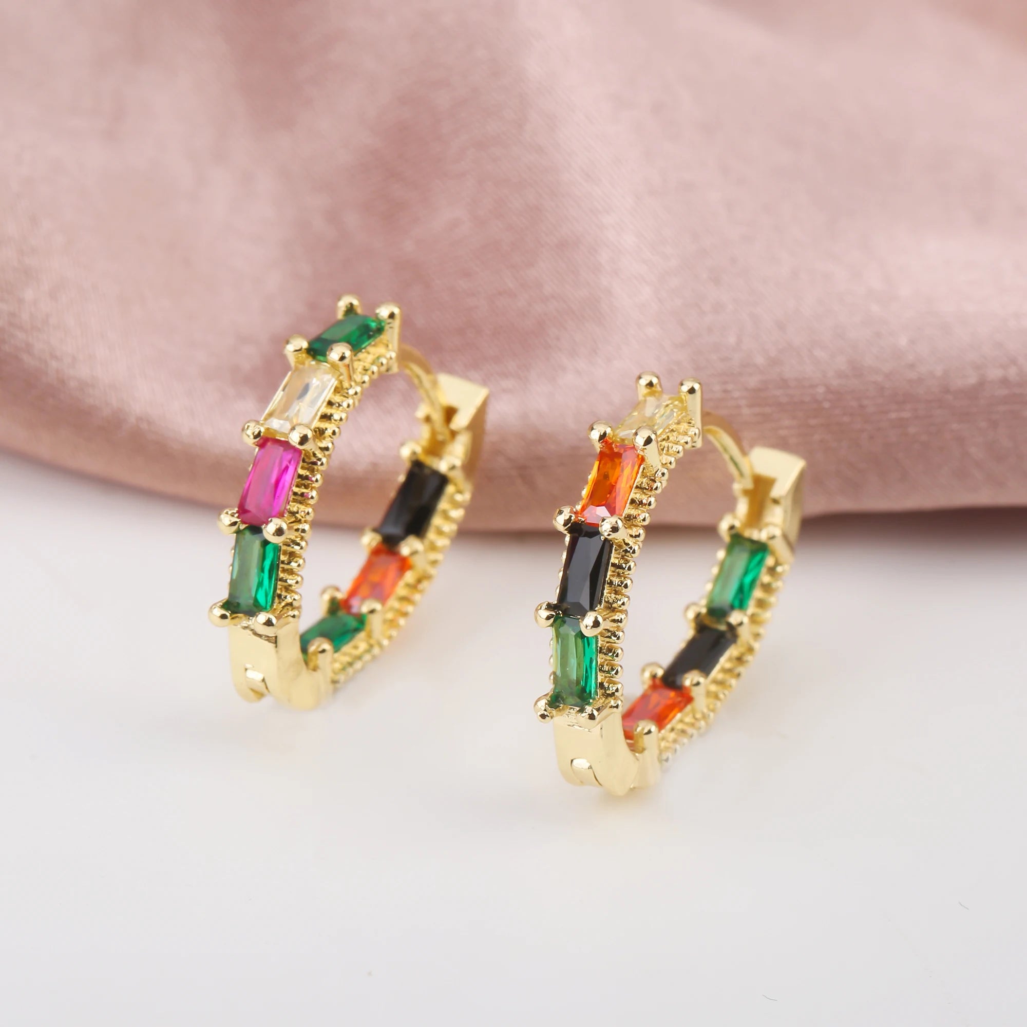 Colorful Square Cubic Zirconia Hip Hop Drop Earrings Luxury for Women Girls Party Wedding Crystal Jewelry Gift dropshipping Qme Colorful
