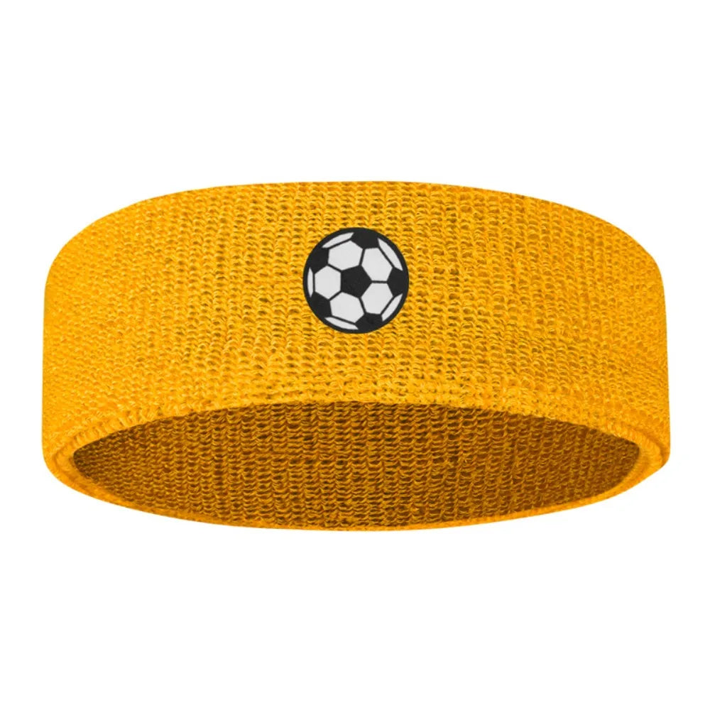 Sweat Absorbing Cartoon Sports Headband Polyester Wicking Hairband Qme Soccer Gold