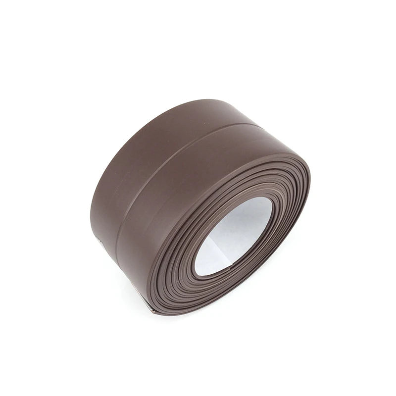 Bathroom Sealing Tape Self-adhesive Oil-Proof Kitchen Sink Caulk Seal Strip PVC Waterproof Shower Wall Sticker for Toilet Corner Qme Brown 3.2M China Mainland|3.8CM