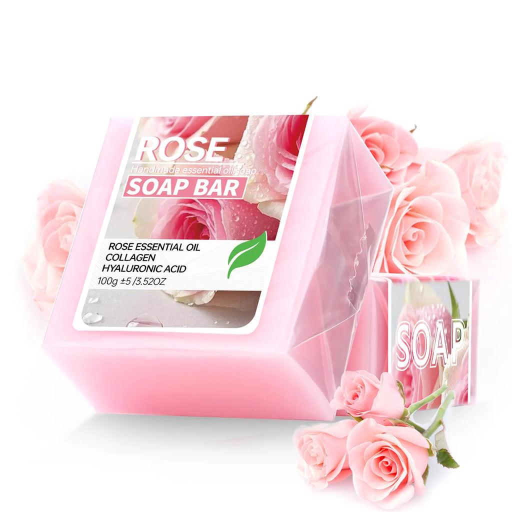 Rose Essential Oil Soap Pink Women's Intimate Facial Cleansing Qme