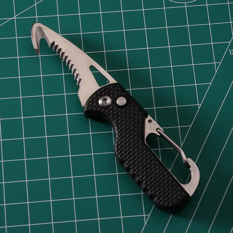 Outdoor Camping Portable Folding Knife Multifunctional Serrated Hook Qme 2 Black