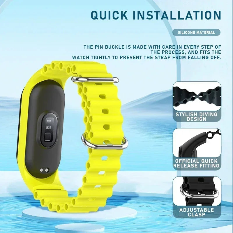 Strap For Xiaomi Mi Band 7 6 5 4 3 Smart Bracelet Sport Wrist Replacement Soft Silicone Ocean Strap For Mi band 5 7 Wristban Qme