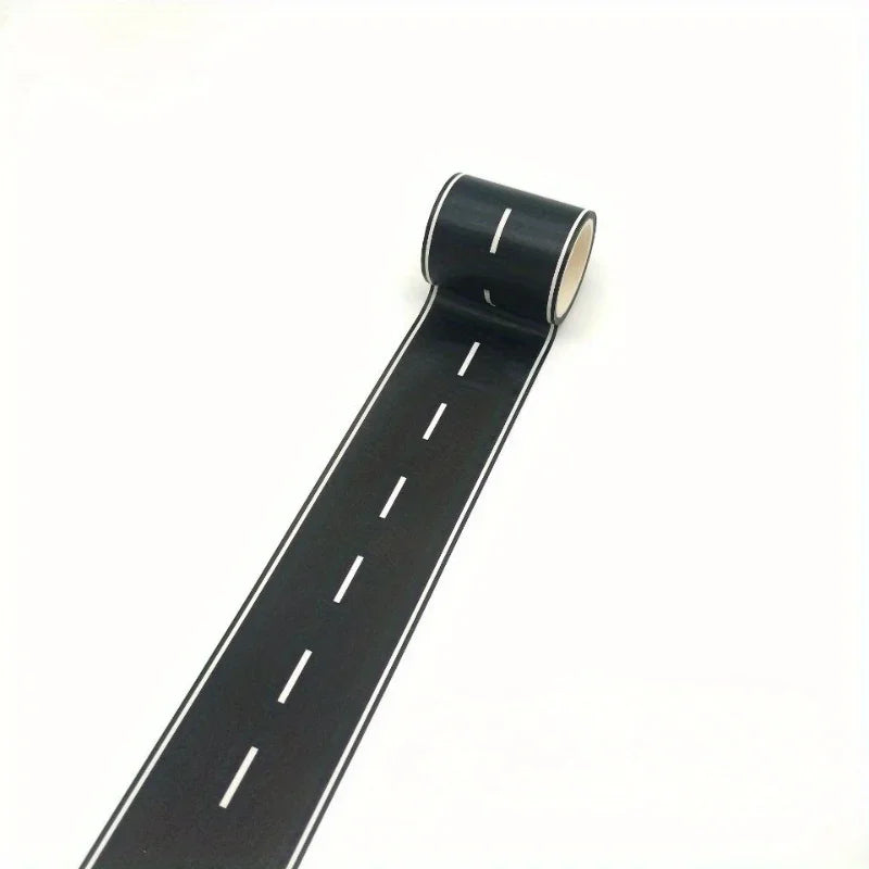 Reusable Cartoon Road Track Stickers Black Road Tape for Party Racing Decor Pre-Pasted Glitter Finish Auto-Themed Qme 1pc