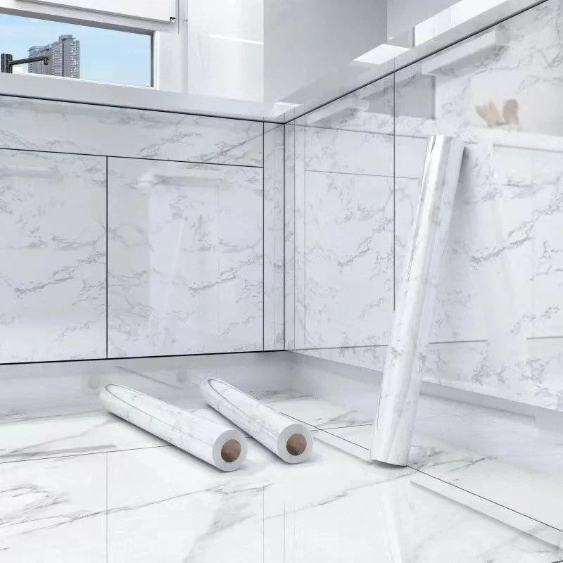 Marble Kitchen Self-adhesive Oilproof Tile Wallpaper Moisture-Proof Countertop Pantry Sticker Bathroom Waterproof Wall Stickers Qme