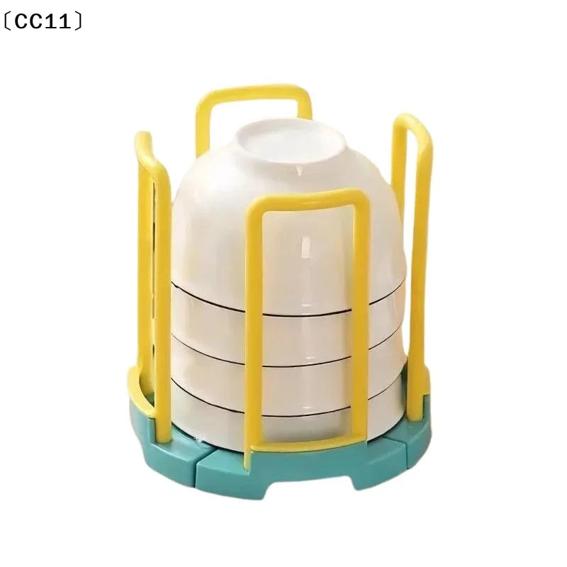Retractable Desktop Bowl Holder Kitchen Organizer Plastic Drain Water Qme
