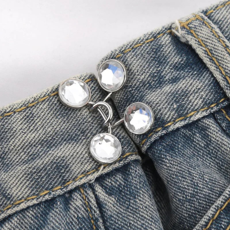 Cute Nail-free Metal Jeans Button Adjustable Waist Buckle Jean Pins Qme