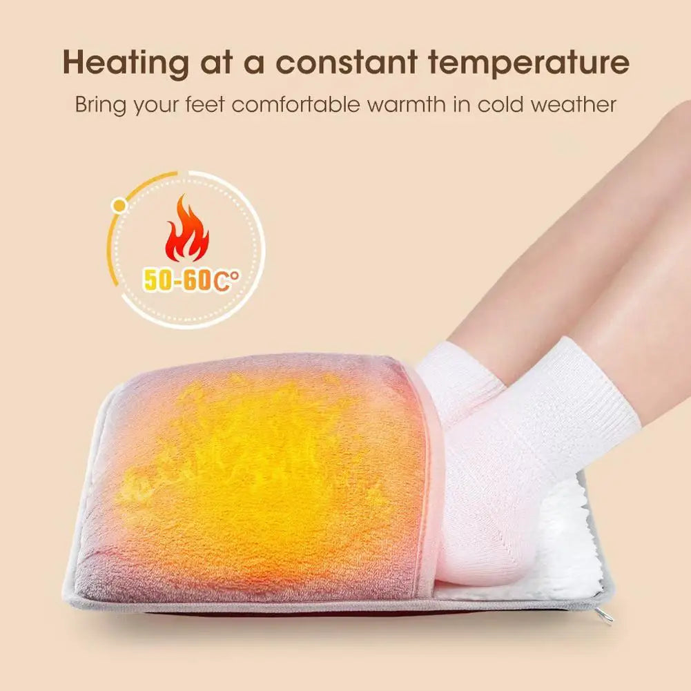 Winter Electric Foot Heating Pad USB Charging Soft Plush Washable Foot Warmer Heater Improve Sleeping Household Foot Warming Mat Qme