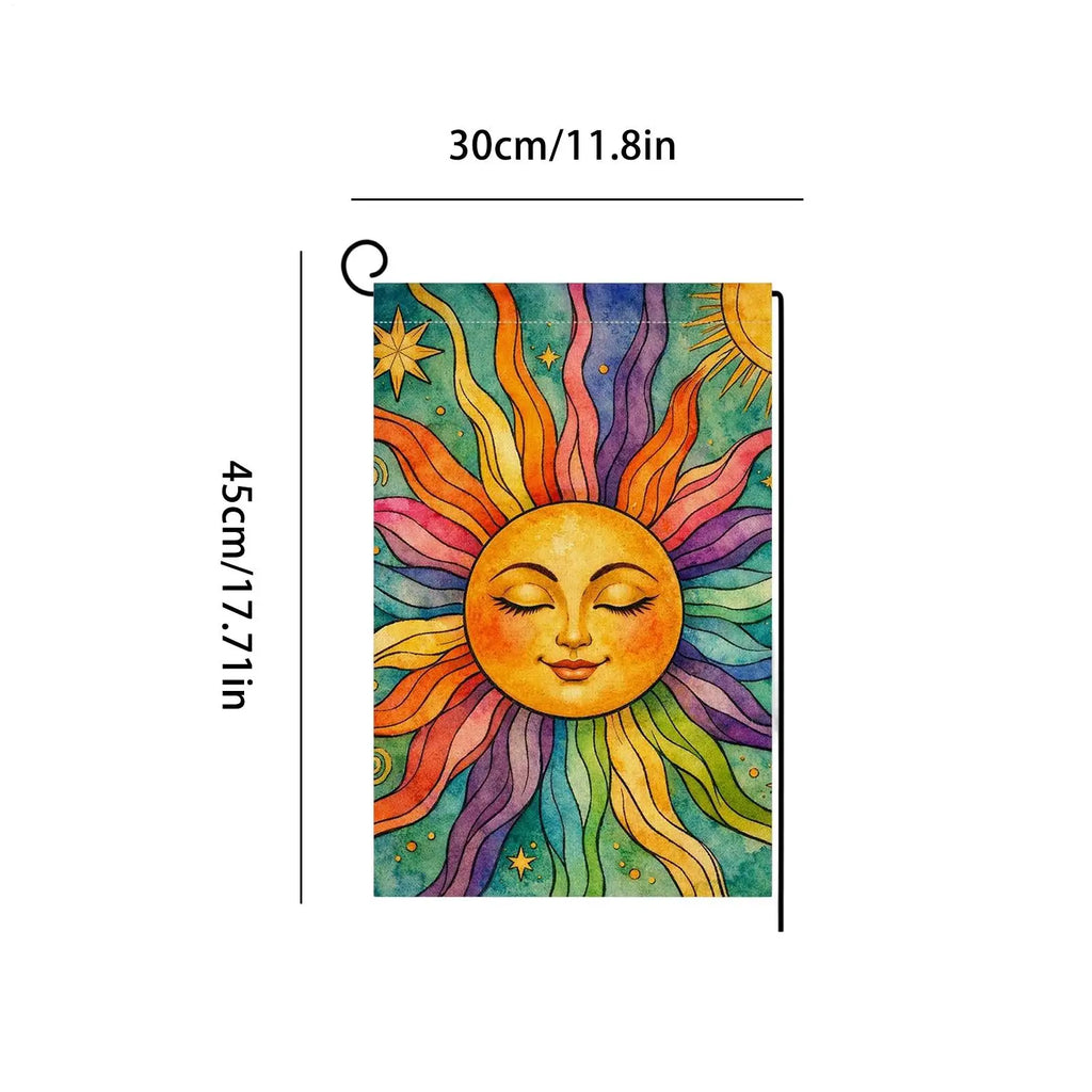 Sun Face Garden Flag 12x18 Inch Double Sided Summer Banner Vibrant Qme