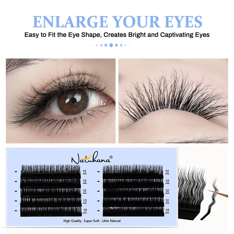 NATUHANA 3D Curly Wool Lashes Curl Eyelashes Fluffy Thick Fasle Qme