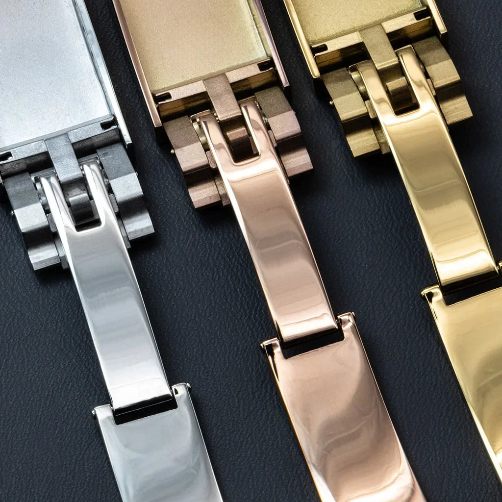 16 18mm Stainless Steel Buckle Watch Band Glidelock Clasp Fine-tuning Pull Button Buckle Silver Folding Safety Clasp Accessories Qme