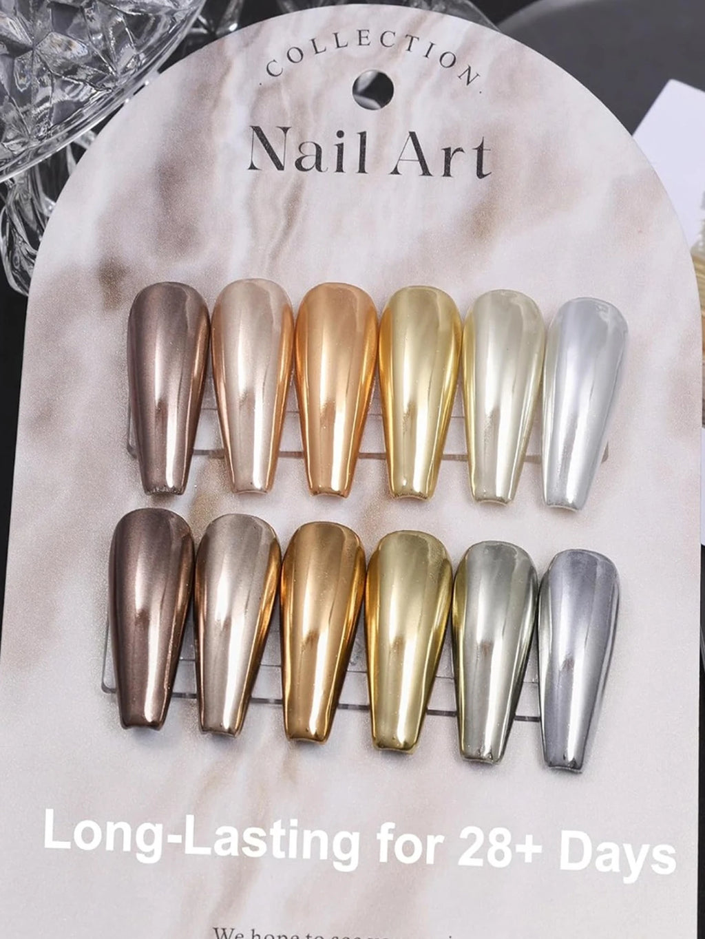 5-Color Chrome Nail Powder Mirror Effect Metallic Dust Holographic Qme